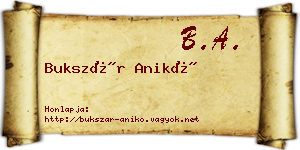 Bukszár Anikó névjegykártya